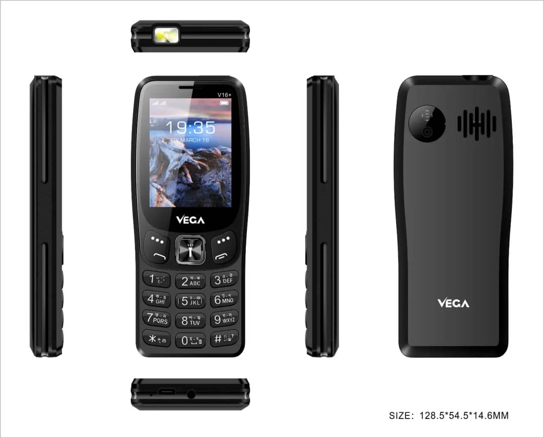 Vega V16 PLUS Feature Button Mobile Phone 2500MAH Battery Strong Network Stylish Update Model