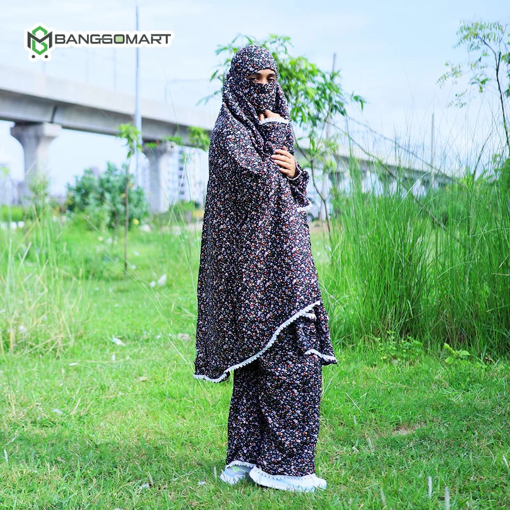 লিলিয়ান সুতি কাপড়ের প্লাজু ও লং খিমার সেট  (KC-02)