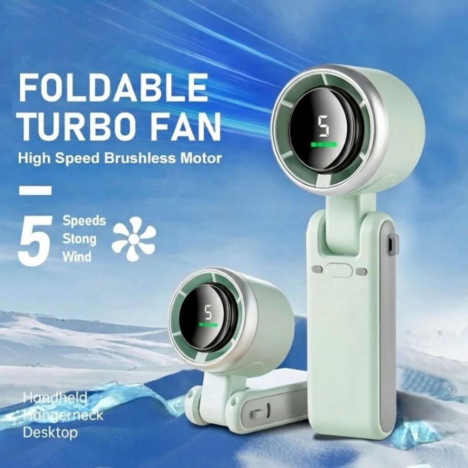 Portable Turbo Mini Fan 5 High Speed Digital Display