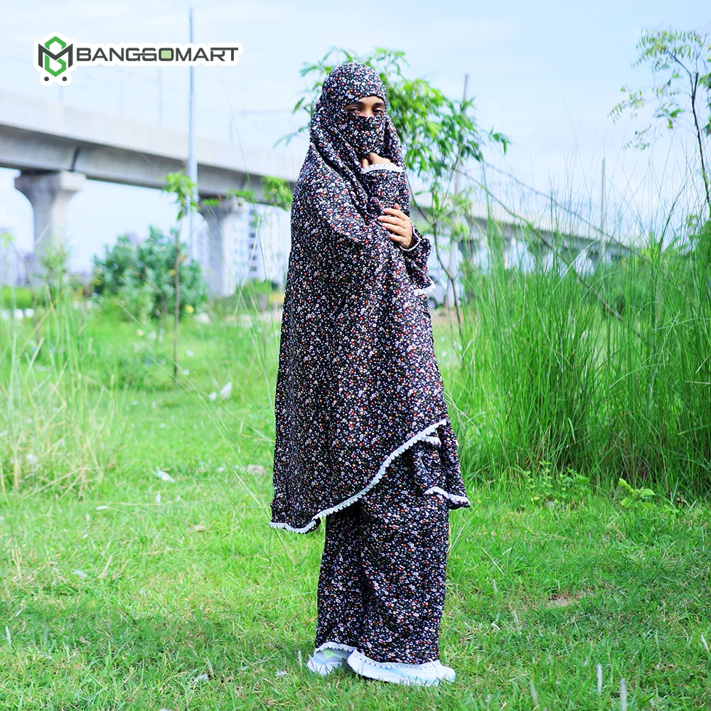 লিলিয়ান সুতি কাপড়ের প্লাজু ও লং খিমার সেট  (KC-02)